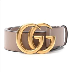 Gucci Calfskin Double G Belt 80 32 Dusty Pink Leather